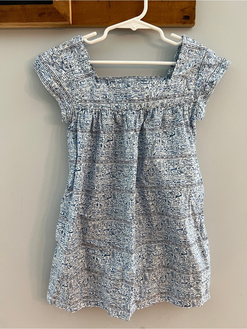 Joy Street Cape Cod Print Navybleu Girls Dress Pockets Coastal Preppy Size 3